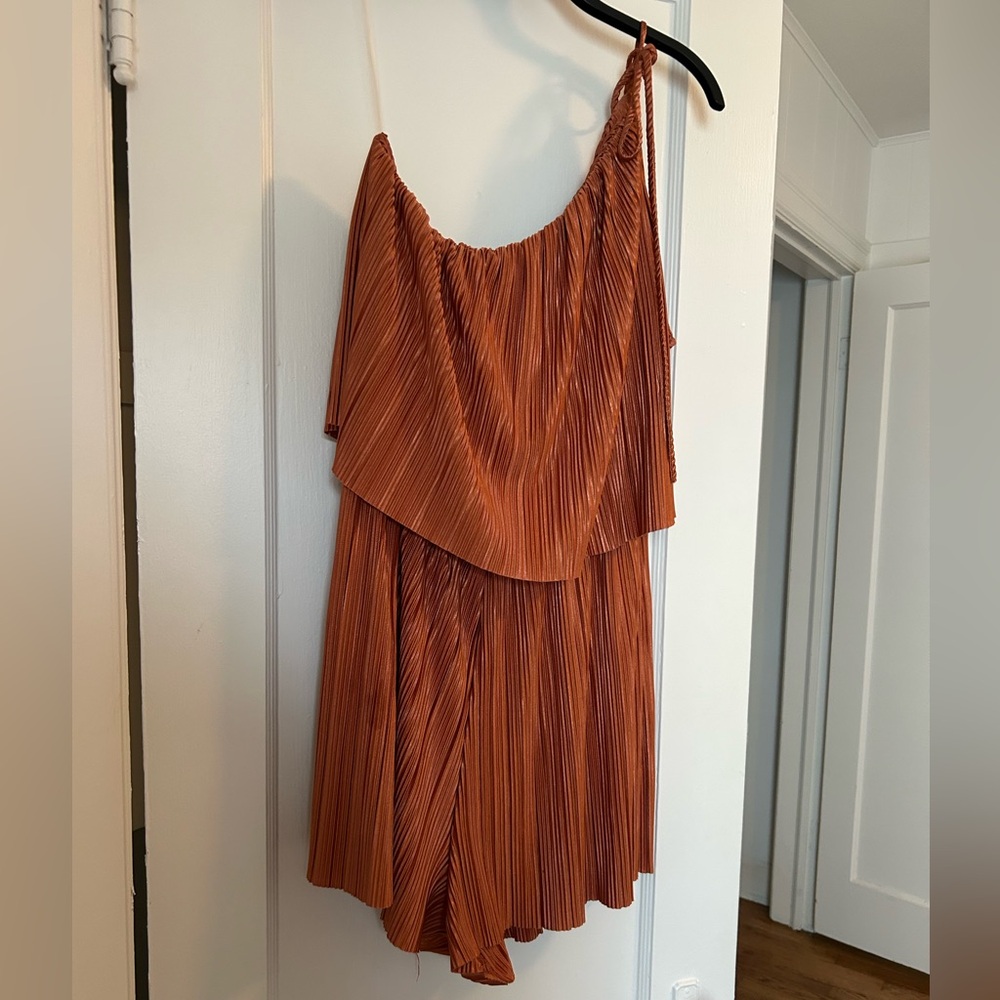 Orange One-Shoulder Romper